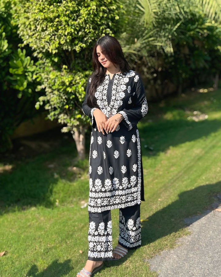 Indian Chikankari Embossed 2Pc